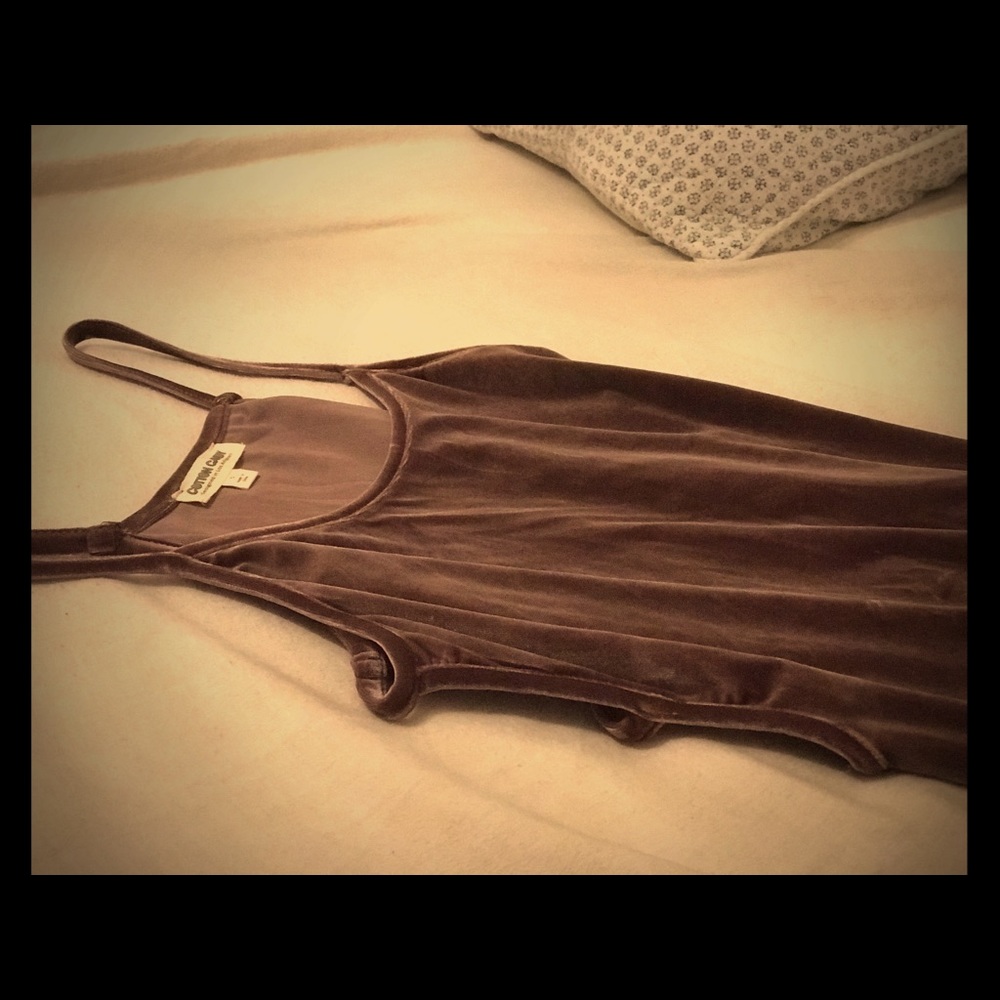 Muted dark purple velvet dress.